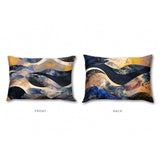 Silk pillowcase with celestial wave pattern from The Artists Label, showcasing smooth fabric and intricate moon and star design.