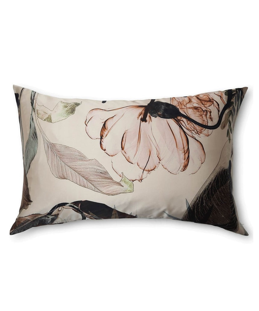 The Artists Label Radio Garden silk pillowcase displaying a vibrant, colorful radio-themed design on smooth silk fabric.