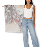The Artists Label Steps to the Lake infinity scarf featuring a scenic, artistic design in soft, flowing fabric.