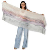 Flat view of The Artists Label Transformation Wool Scarf featuring soft, woven fabric in neutral tones.