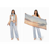 The Artists Label Arrival Viscose Modal Scarf featuring soft, lightweight fabric with a stylish, abstract pattern in neutral tones.