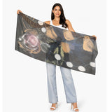 Viscose modal scarf featuring floral and necklace print by The Artists Label, draped to showcase its lightweight, elegant design.