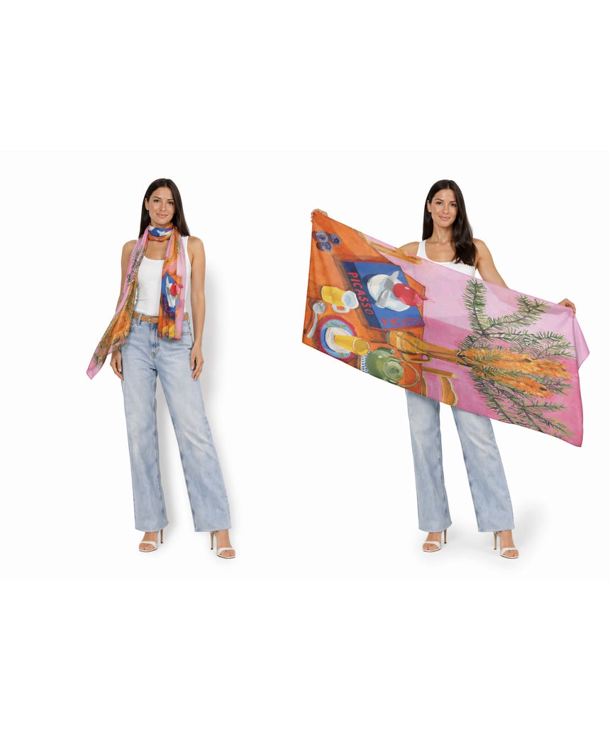 The Artists Label viscose modal scarf featuring a bright light of day design, soft and lightweight fabric for stylish wear.