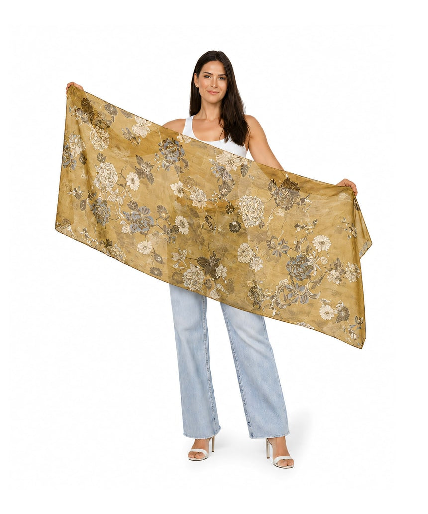 The Artists Label Oriente Foulard viscose modal scarf featuring vibrant geometric patterns and soft, lightweight fabric.