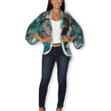 Front view of The Artists Label Winter Dance Silk Kimono showcasing its elegant design and luxurious silk fabric.