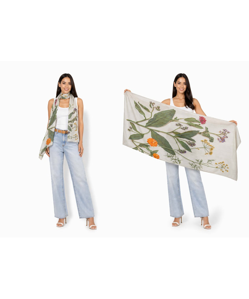Colorful Wool Scarf from The Artists Label Summer Medley collection, featuring vibrant patterns and soft fabric for stylish wear.