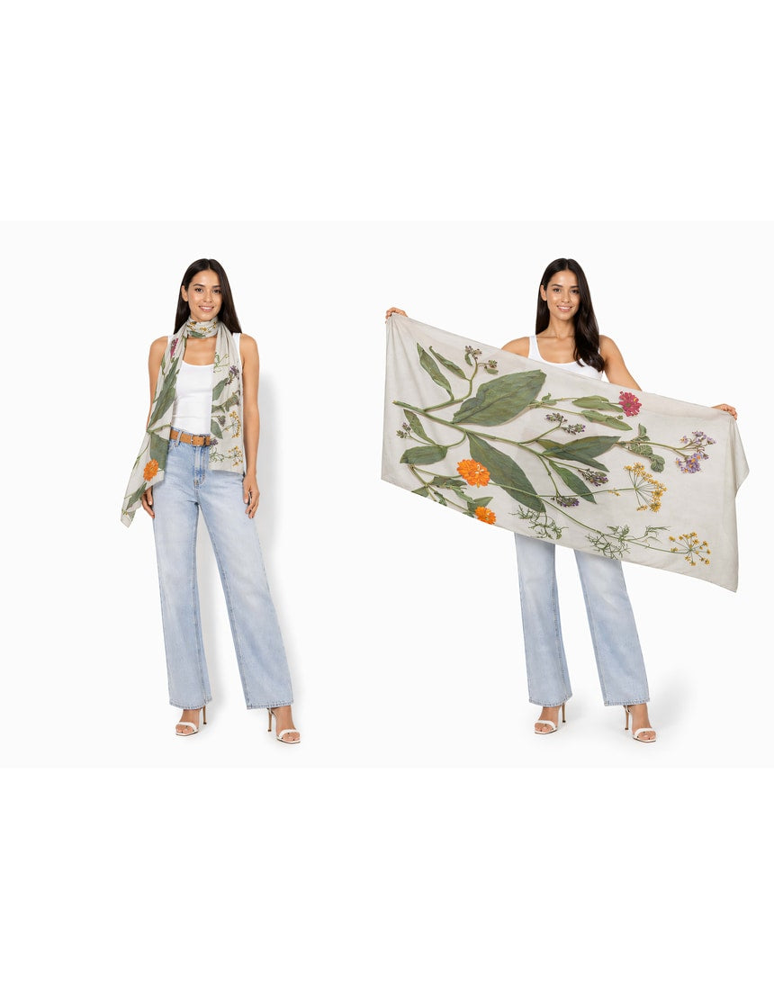Colorful Wool Scarf from The Artists Label Summer Medley collection, featuring vibrant patterns and soft fabric for stylish wear.