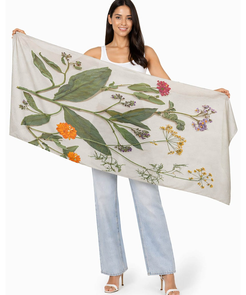 Colorful wool scarf from The Artists Label Summer Medley collection, featuring soft fabric and vibrant, artistic patterns.