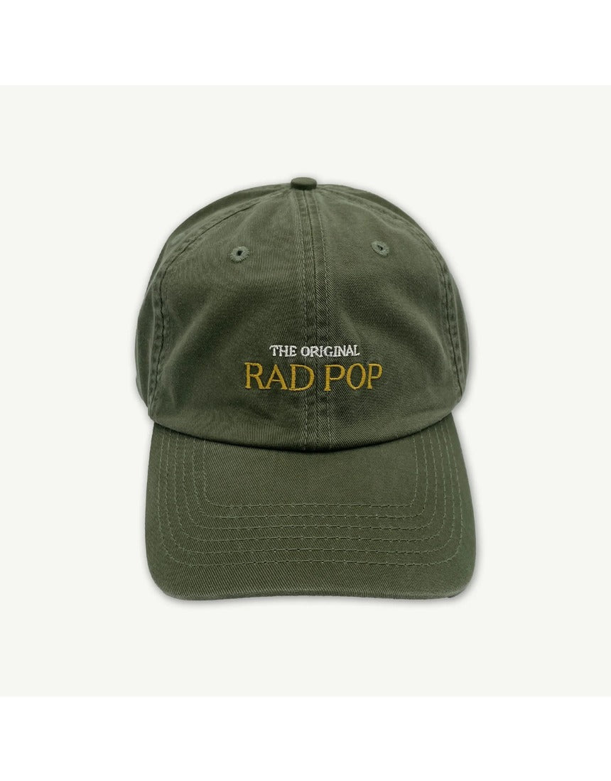 Banabae Rad Pop baseball cap in washed khaki, casual cap with curved brim and adjustable strap, stylish headwear for everyday wear.