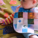 Tilda & Moo Classic Baby Bib with matching blankie, soft fabric, and adorable design for gentle feeding and cuddling.