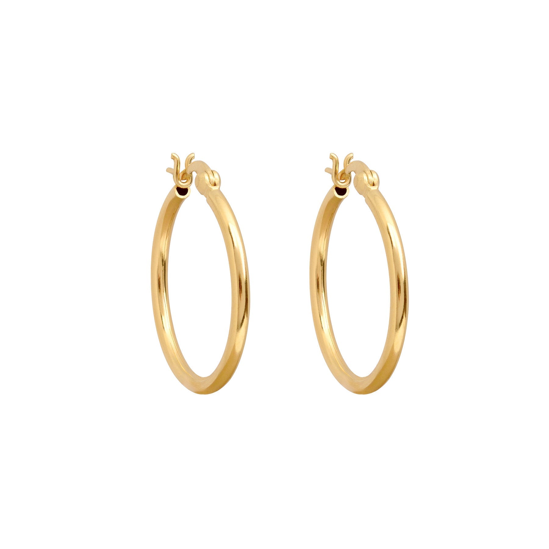 Gold vermeil hoop earrings by Linda Tahija with a sleek tube design, elegant and lightweight for everyday wear.