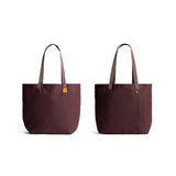 Bellroy Market Tote in burgundy with sturdy handles and spacious interior for carrying daily essentials.