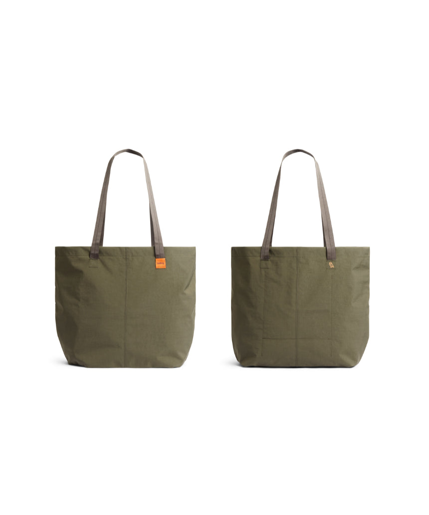 Bellroy Market Tote in Willow fabric with sturdy handles and spacious interior for daily shopping and casual outings.