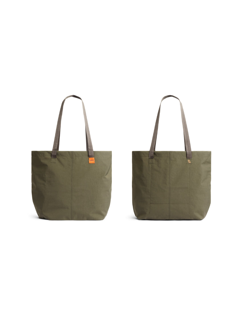 Bellroy Market Tote in Willow fabric with sturdy handles and spacious interior for daily shopping and casual outings.
