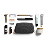 Bellroy Slate toiletry kit with zipper closure and multiple compartments for organizing grooming essentials.