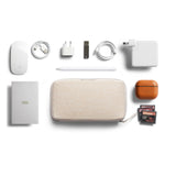 Bellroy Tech Kit Saltbush in black fabric with multiple compartments for organizing cables and accessories