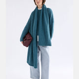 Elk Fine Agna Scarf in stone blue, lightweight and soft fabric with a subtle pattern, perfect for stylish layering.
