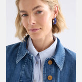 Elk Karan small hoop earrings with denim accents, showcasing a stylish and modern jewelry design.