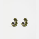 Elk Karan small hoop earring in olive green with a sleek, minimalist design for stylish ear accent.