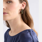 Elk Karan Small Hoop Earring in olive green with a minimalist hoop design, showcasing a sleek and modern jewelry style.