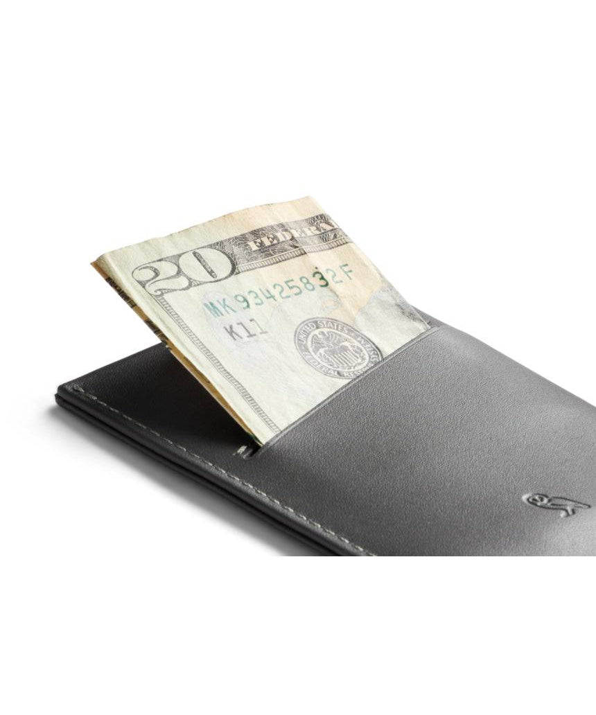 Bellroy Card Sleeve 2nd Edition in charcoal cobalt, showing the slim leather wallet with card slots and minimalist design.