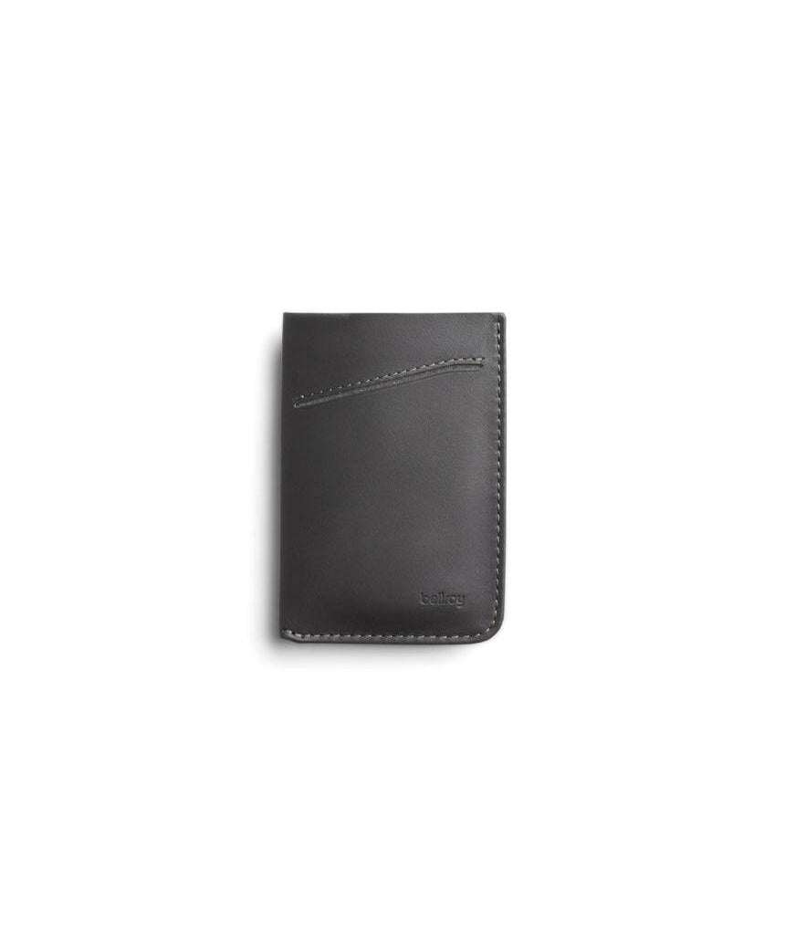 Bellroy Card Sleeve 2nd Edition in Charcoal Cobalt, showing a sleek leather wallet with multiple card slots and minimalist design.