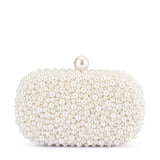 Olga Berg Valentina Pearl Clutch bag with pearl embellishments and elegant design, ideal for formal occasions.