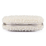 Olga Berg Valentina Pearl Clutch bag with pearl embellishments, elegant evening accessory for special occasions.