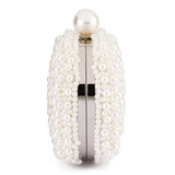 Olga Berg Valentina pearl clutch bag with a shimmering pearl finish and elegant design, perfect for formal occasions.