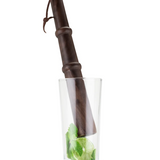 Viski 12-inch acacia wood muddler for cocktails, with textured grip for crushing herbs and fruit in drink mixing.