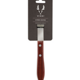 Viski Acacia Citrus Zester with ergonomic handle and stainless steel grating surface for zesting citrus fruits.