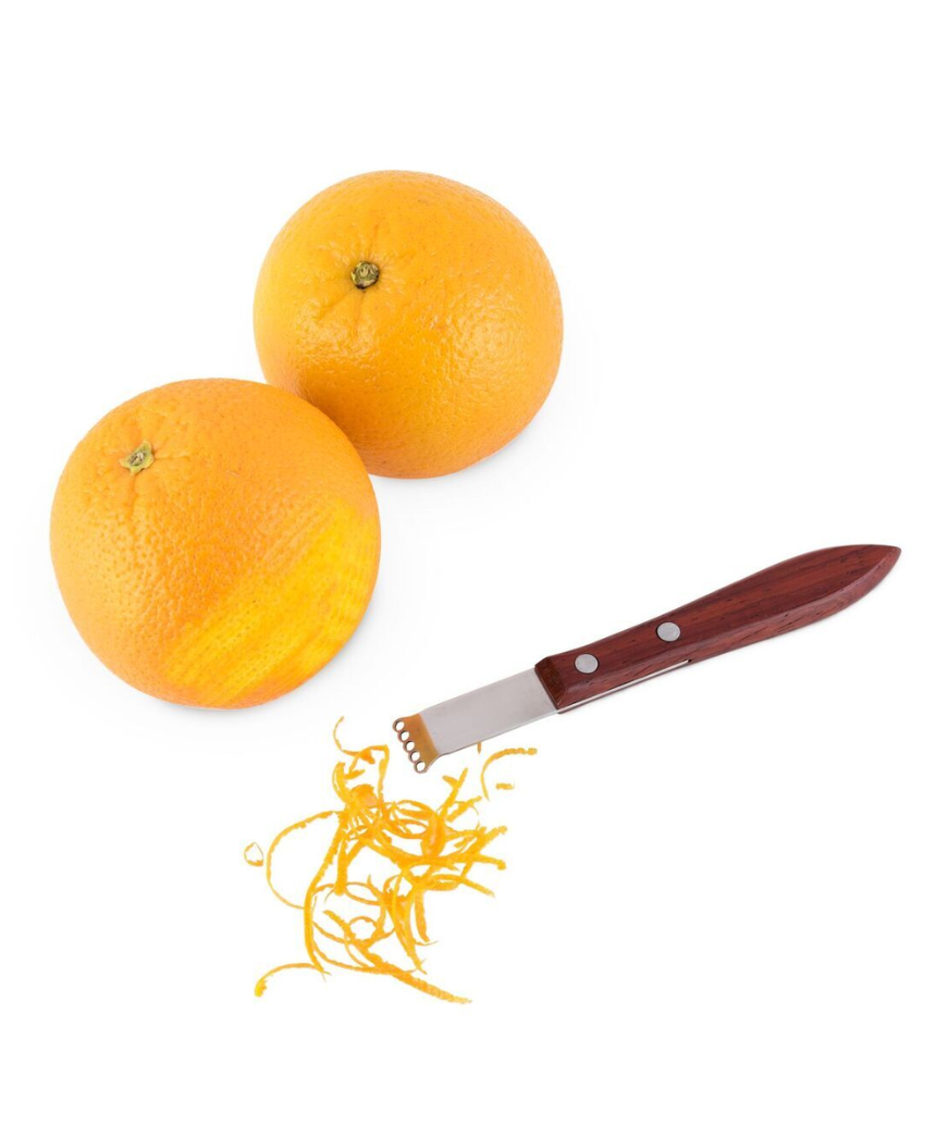 Viski Acacia Citrus Zester with ergonomic handle and stainless steel zesting surface for fresh citrus zesting.