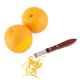 Viski Acacia Citrus Zester with ergonomic handle and stainless steel zesting surface for fresh citrus zesting.