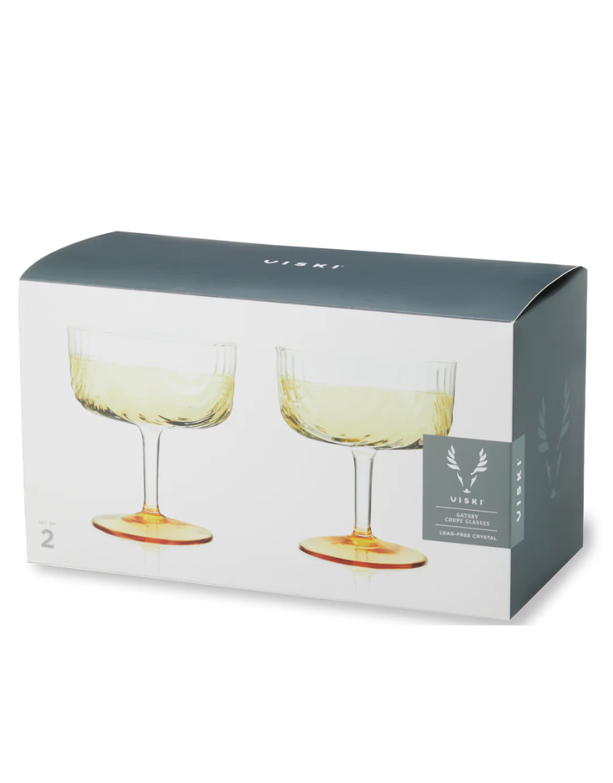 Set of two Viski Gatsby Coupes with elegant design, perfect for serving cocktails in a stylish glass.