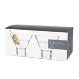 Set of two Viski heavy base crystal martini glasses with elegant stems and wide bowls for sophisticated cocktails.
