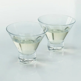 Set of two Viski heavy base crystal martini glasses featuring elegant design and sturdy construction for sophisticated cocktails.