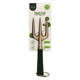 Green We The Wild hand fork garden tool with ergonomic handle and metal tines for planting and cultivating in the garden.