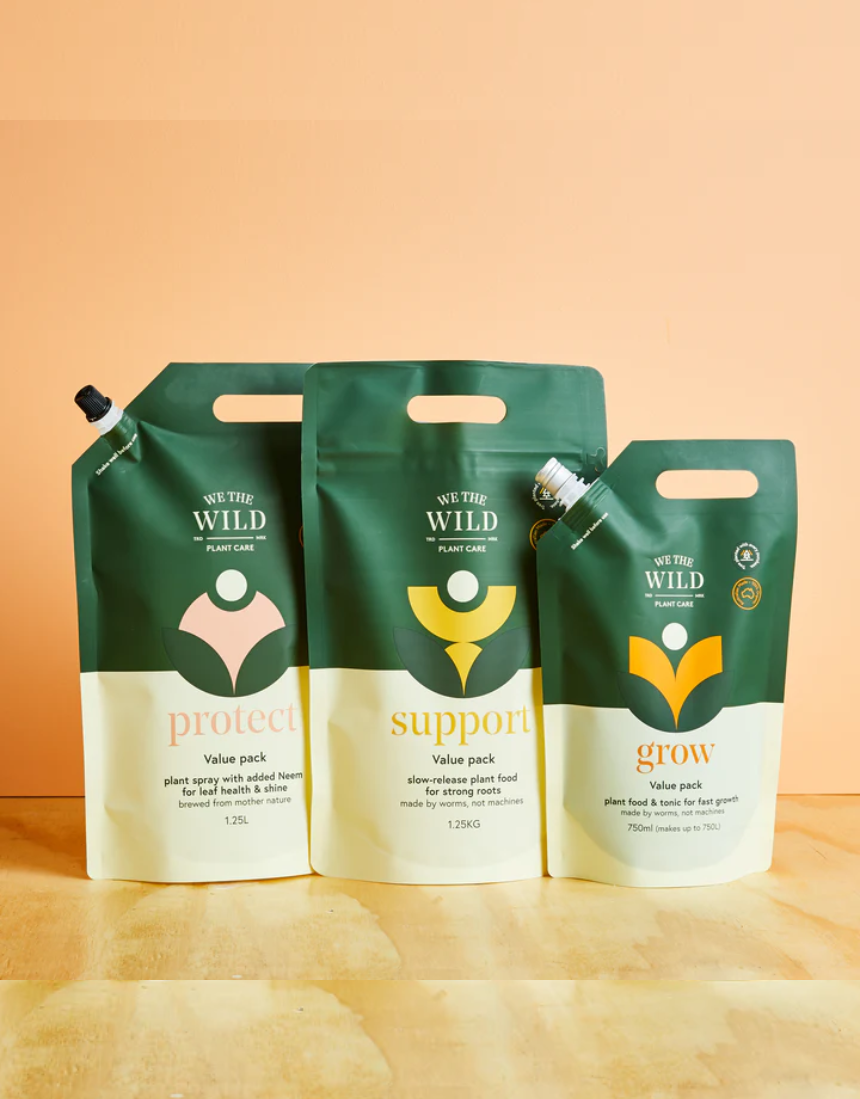 We The Wild Essential Trio Value Pack of indoor plants featuring lush, green foliage in natural pots.