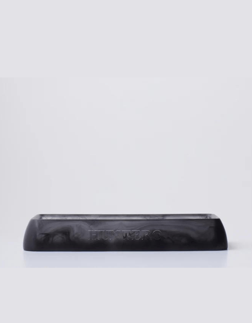 Hunter Lab resin tray for bath and body use, with a sleek, modern design perfect for organizing toiletries or skincare products.