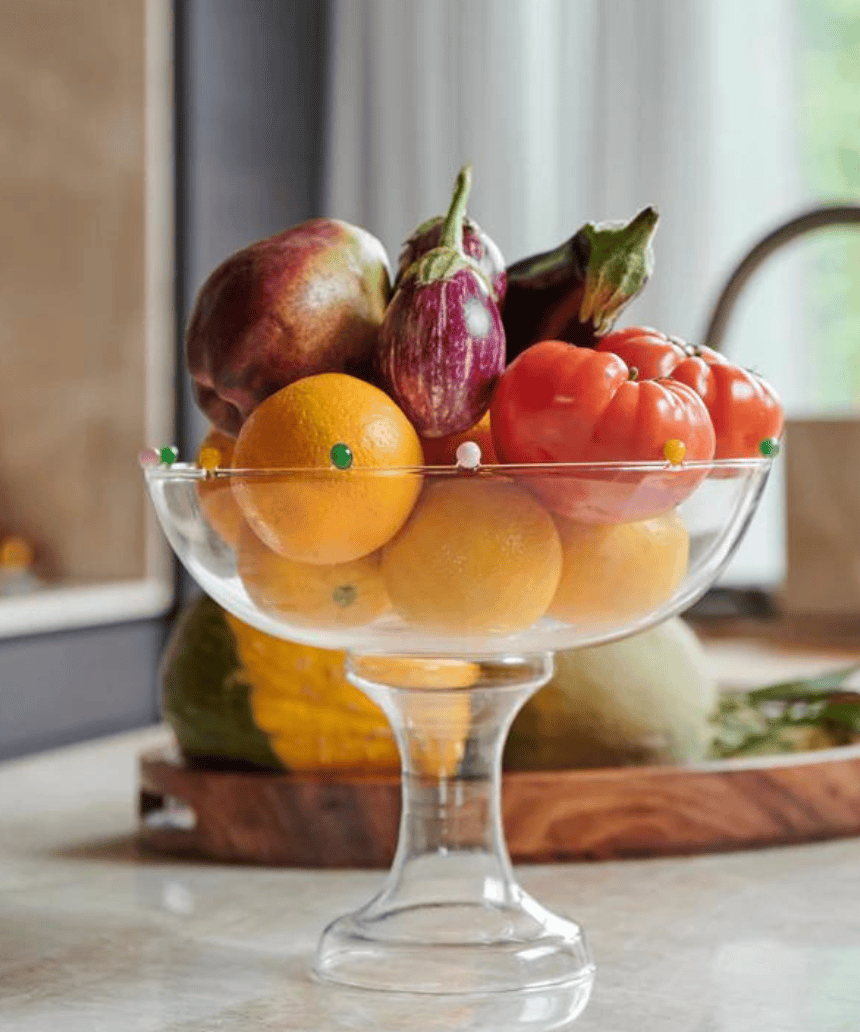 Colorful Kip & Co Smartie Partie fruit bowl with vibrant fruit design, perfect for serving or decorative display.