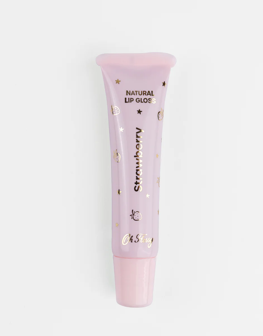 Kids natural lip gloss set from Oh Flossy featuring colorful, glossy lip products in playful packaging.