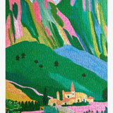 Hebe Studio The Dolomites 1000-piece jigsaw puzzle showing a scenic mountain landscape with colorful peaks and sky.