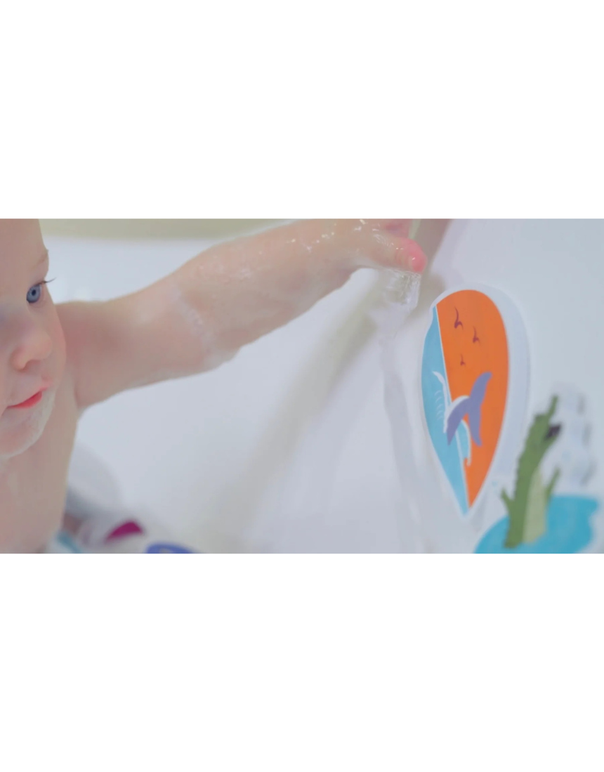 Mizzie the Kangaroo bath foam stickies in a baby gift set, featuring colorful, fun foam shapes for bath time enjoyment.
