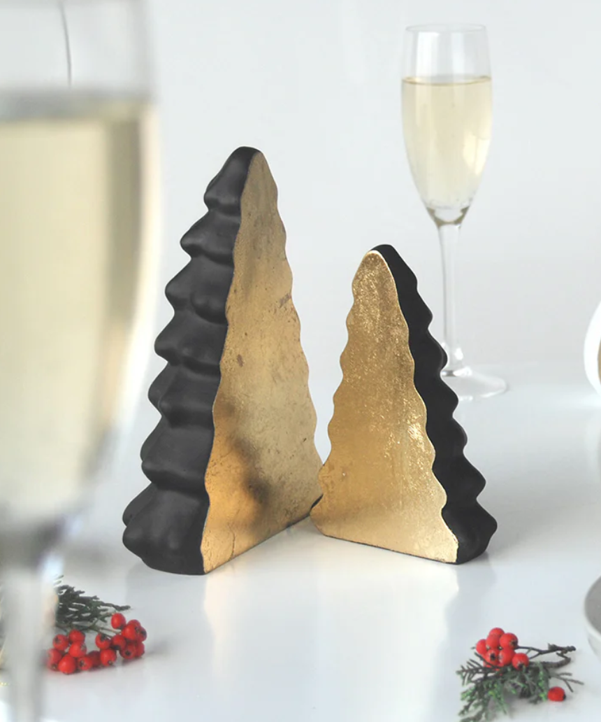White Moose Christmas tree set in black, stylish homeware decor with white accents, perfect for holiday festive decorations.