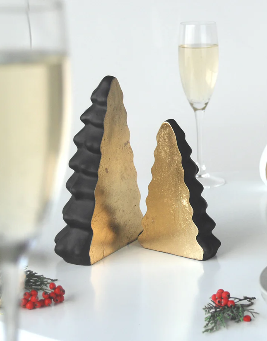 White Moose Christmas tree set in black, stylish homeware decor with white accents, perfect for holiday festive decorations.