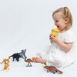 Chino Club Aussie Animals baby kids cup with 4oz capacity featuring colorful animal illustrations on a white background.