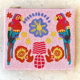 Anna Nova Inca Parrot beaded clutch with colorful bird design and intricate beading, compact evening bag for stylish occasions.