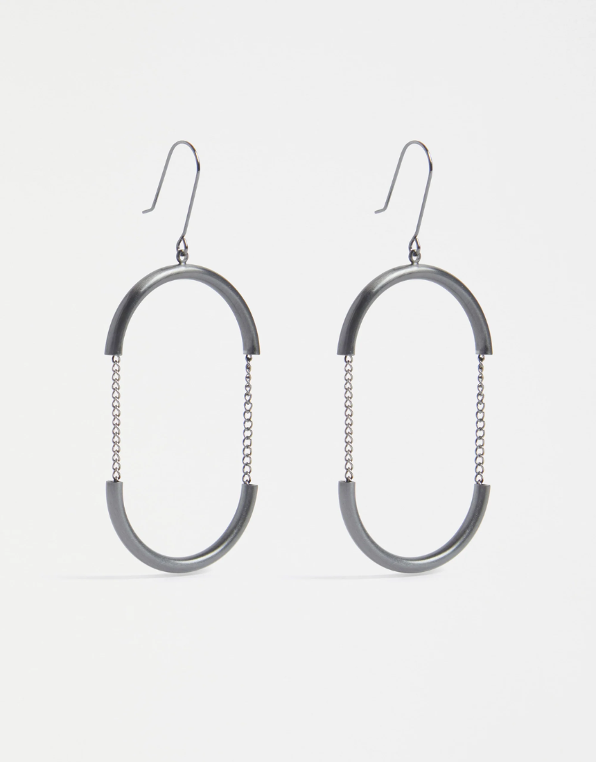 Gunmetal Elk Skara Earring featuring a sleek, modern design, displayed against a neutral background.