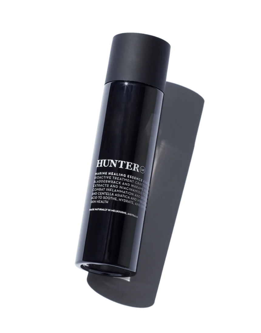 Hunter Lab Marine Healing Essence 125ml bottle, a nourishing bath and body product with marine extracts for skin revitalization.