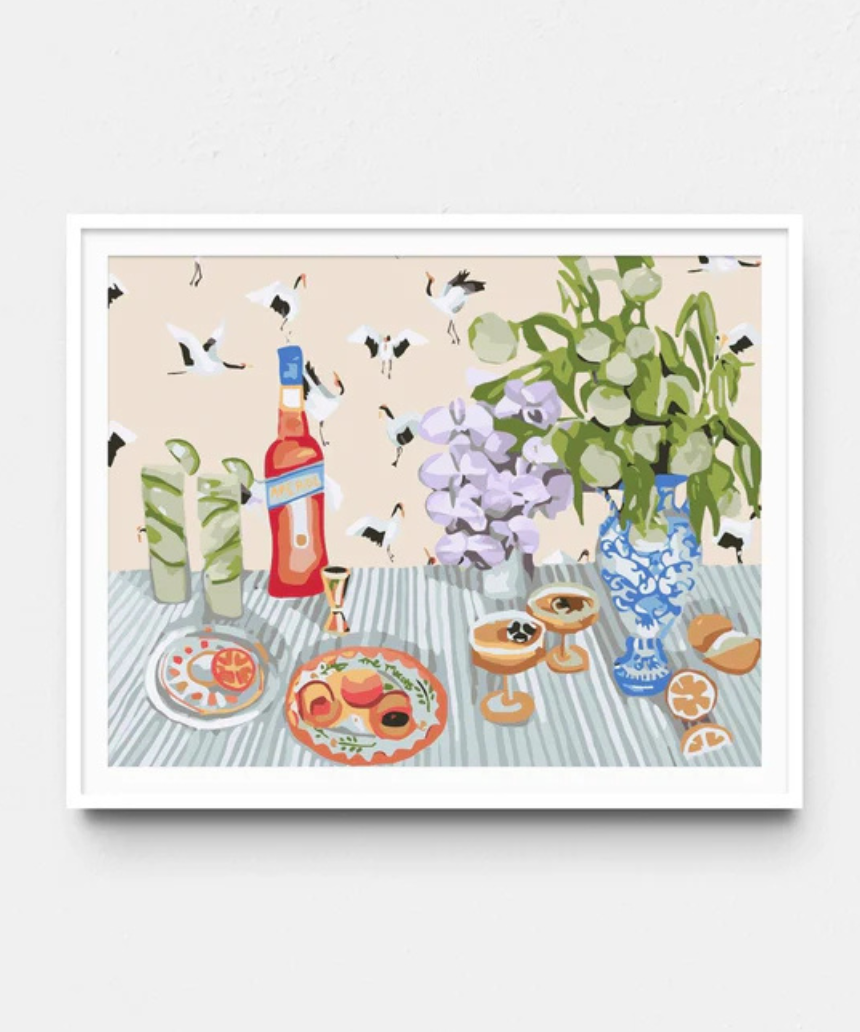 Paint Like Frida girl dinner rolled paint by numbers kit, featuring colorful artwork and numbered sections for easy painting.